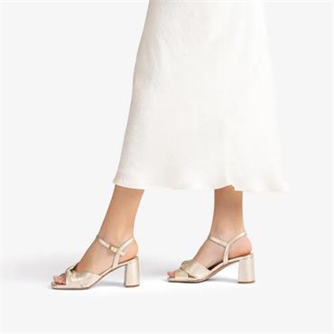 Unisa Medway Block Heel Cross Sandal - Gold Leather